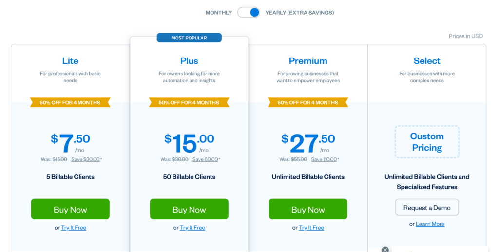 FreshBooks Pricing